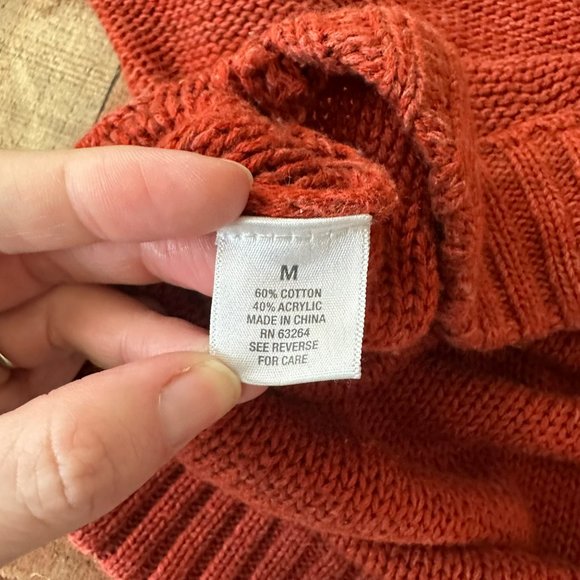 Cozy Womens Rust Knit Sweater With 3/4 Sleeves & Ribbed Hem - Picture 8 of 9